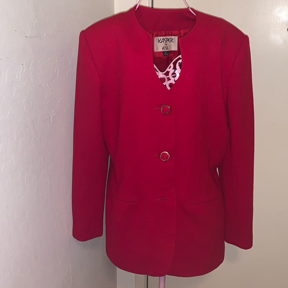 -Vintage Kasper Women's Red Suit Jacket & Skirt Size: 10 As Is